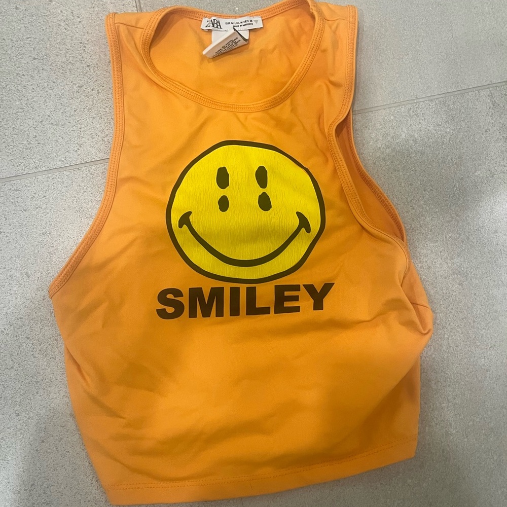 Zara Orange Smiley Graphic Tank